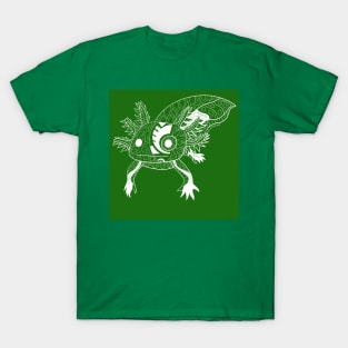 axolotl in magical glitch in ecopop pattern mandala T-Shirt